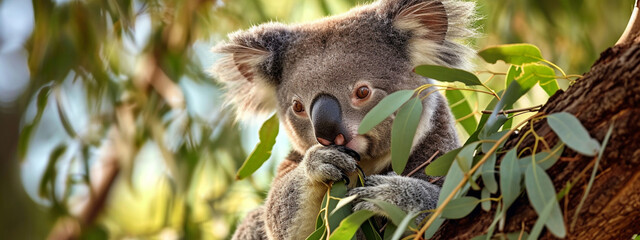 Obraz premium A cute koala is sitting on a tree branch