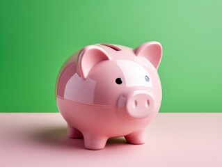 pink piggy bank on a background of pastel colors