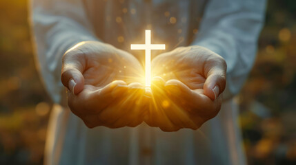 Christian concept background.Human hands open palm up worship. Eucharist Therapy Bless God Helping Repent Catholic Easter Lent Mind Pray. 