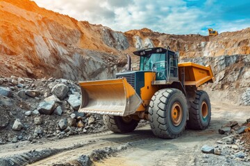 Industrial Heavy Machinery: Wheel Loader at Gravel Pit Mining Site
