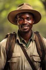 Fototapeta premium young african man on safari vacation