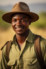 Fototapeta premium young african man on safari vacation
