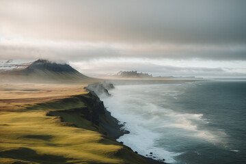 mist over the sea and island landscape