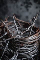 long rusty barbed wire