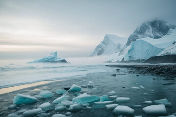 iceberg and coast landscape background