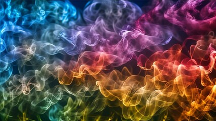 Abstract digital art of colorful smoke swirling
