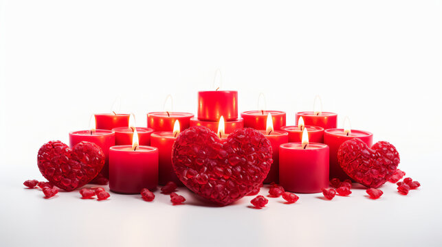 Heart shaped candles real photography isolated background