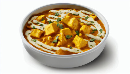 Isolated paneer curry on a white background - obrazy, fototapety, plakaty