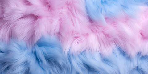 Colorful furry plushie texture Abstract background of fluffy fur surface in pastel purple surface. Copy space, magic fairy colors. Hair childish background.AI Generative

