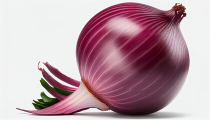 Isolated raw red onion on a white background