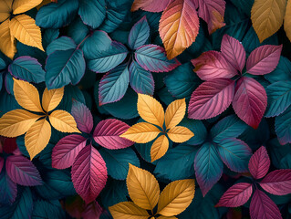 Fototapeta na wymiar pastel colorful leaves background pattern