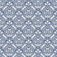 Hand drawn floral woodland seamless pattern, decorative animals, fox, bird, flowers seamless pattern