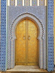 Gate of the royal palace in Fez, Morocco - 705157578