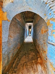 blue street in the medina of Fez, Morocco