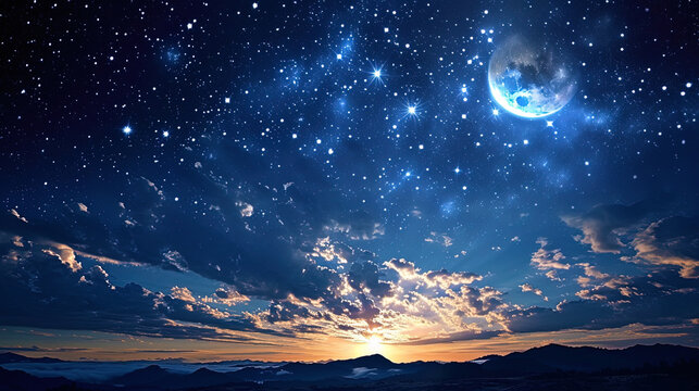 The incredible picture of the night sky, where the stars like live diamonds, have fun playing in l