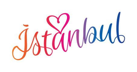 gradient istanbul word and heart. istanbul word and heart symbol concept
