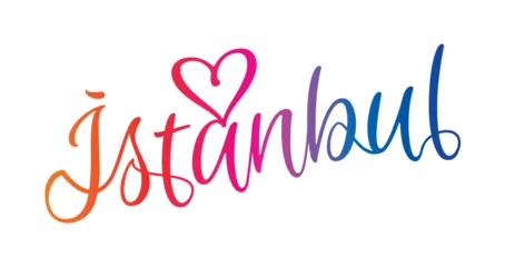 Foto op Plexiglas gradient istanbul word and heart. istanbul word and heart symbol concept © yasin