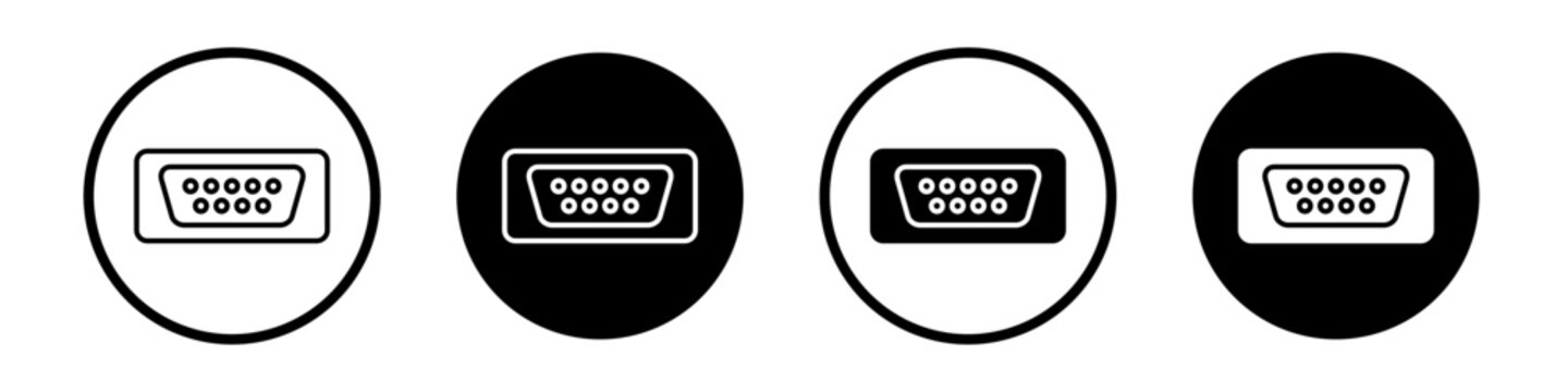 Serial icon set. technology isolated port vector symbol in a black filled and outlined style.
