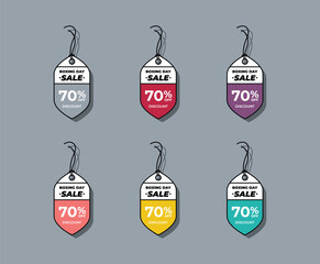 Realistic price tags collection. Special offer or shopping discount label. Retail paper sticker. Promotional sale badge. Vector illustration.
