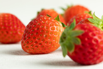 close up of strawberry on white background.