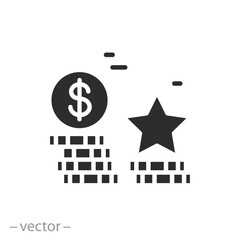 bonus or loyalty program icon, star money, flat symbol - vector illustration