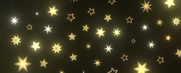 Festive Celestial Cascade: Mesmerizing 3D Illustration of Descending Christmas Stars