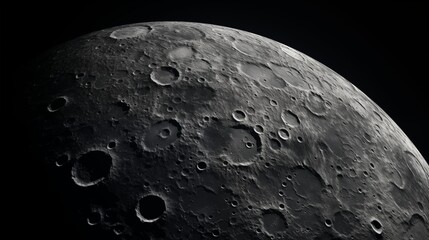 Closeup of the moon. Black and white image with craters.