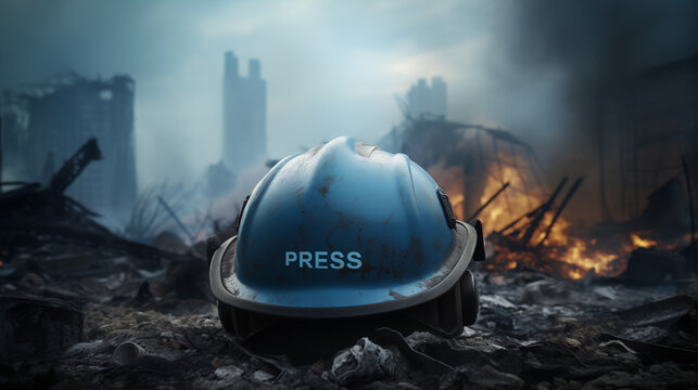 Press helmet in a war region