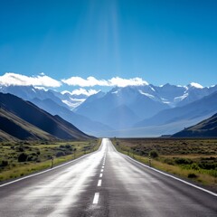Naklejka premium Road Trip Through the Southern Alps of New Zealand