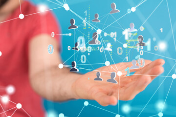 Global network. Blockchain. 3D illustration. Neural networks and artificial intelligence. Abstract  3d