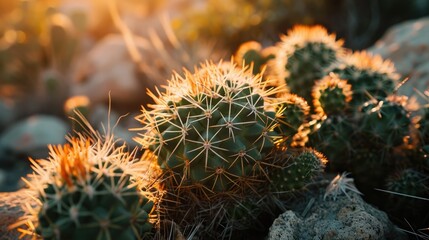 Desert cactus succulent landscape close up wallpaper background
