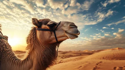 Foto auf Acrylglas Desert camel animal travel dunes wallpaper background © Irina
