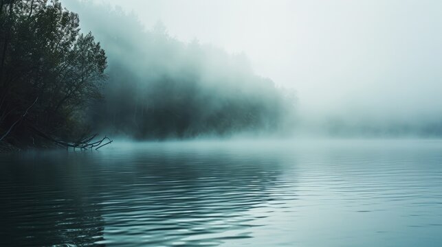 Fototapeta Dark mist fogy forest swamp nature wallpaper background