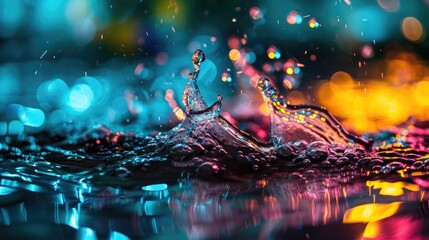 Colorful water drops splash rain nature raindrop wallpaper background
