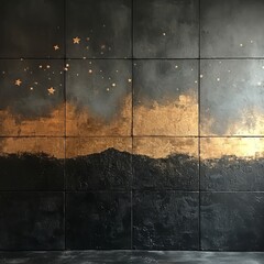 a black and gold wall