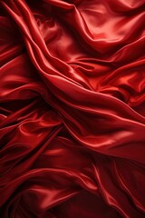 Obraz premium Red crumpled silk fabric
