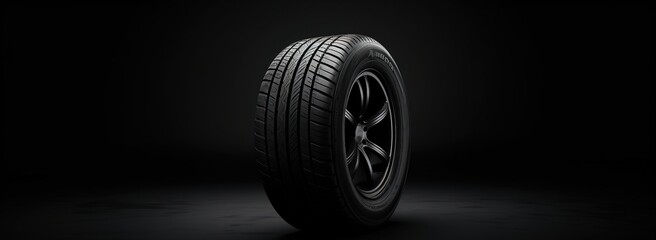 A black tire on a black background