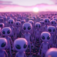 a group of aliens with large eyes