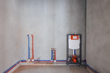 interior of the apartment without decoration in gray colors. rough finish
