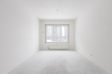 interior of the apartment without decoration in gray colors. rough finish