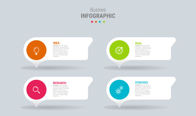Business infographic template design icons 4 options or steps - obrazy, fototapety, plakaty