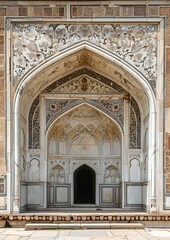 Fototapeta na wymiar a ornate archway with a stone wall