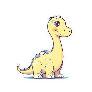 yellow cartoon dinosaur smiling on white clip art preview