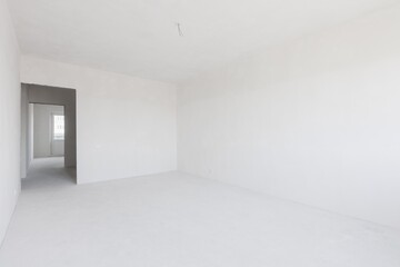 interior of the apartment without decoration in gray colors. rough finish