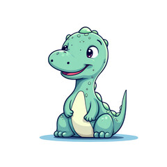 Naklejka premium Cute little Diplodocus isolated. Cartoon style illustration for kids and babies.