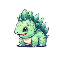 Fototapeta premium Cute little Stegosaurus isolated. Cartoon style illustration for kids and babies.