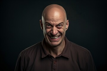Fototapeta premium attractive bald young man posing in front of the camera very jovially