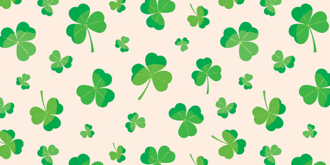 Clover seamless pattern. St. Patrick's Day background. Vector illustration with shamrock. Sample symbol of Ireland.
