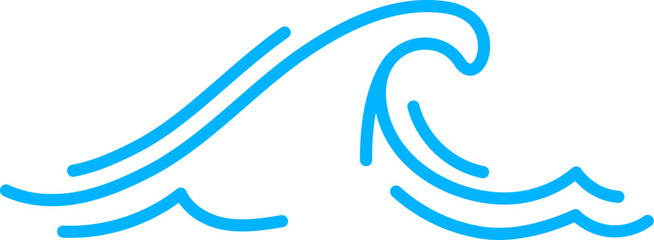 Wave line icon, sea and ocean water ripple or surf swirl splash, outline vector. Wave of water flow and sea tide or ocean beach wavy ripple curve in blue line, tidal storm wave or river stream