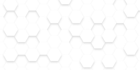 White hexagonal background. White surface with hexagonal showing shapes. Luxury white hexagon pattern. Modern geometric background. 3D Futuristic honeycomb mosaic white background.  - obrazy, fototapety, plakaty